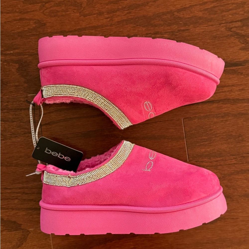 Bebe Fuchsia Slip-Ons with Sparkling Accents